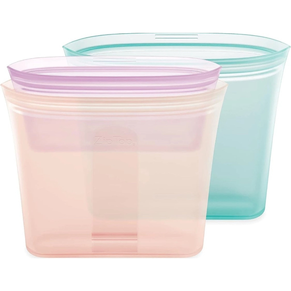 Zip Top Reusable 3 Bag Set - Teal Blue/Peach/Lavender